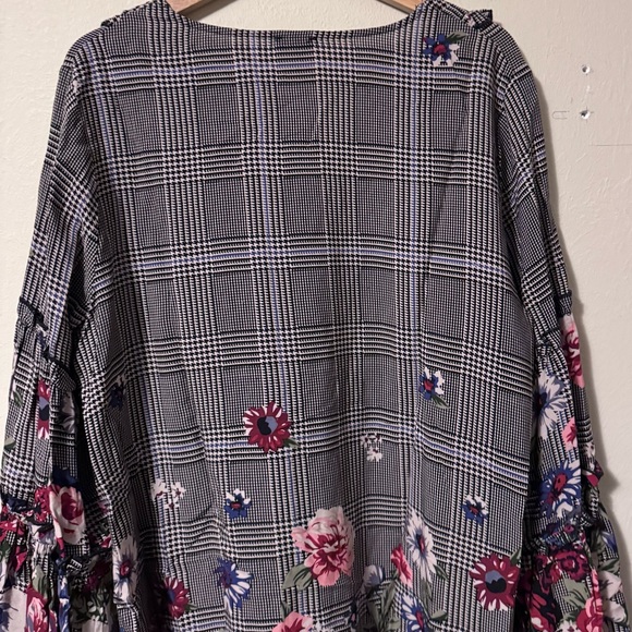 Coco + Carmen floral and plaid bell flutter sleeve dress Size XXL - Picture 6 of 9